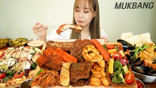 SUB) 1.5KG 자이언트 바베큐 플레터에 피자 & 해물파스타 까지 🍖 먹방 GIANT BARBECUE WITH PIZZA PASTA REAL SOUND ASMR MUKBANG