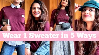 HOW TO STYLE: 1 SWEATER IN 5 DIFFERENT WAYS | Winter Fashion 2018