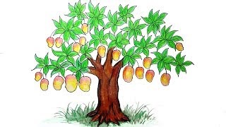 How to Draw Mango tree Very easy Drawing Mango tree