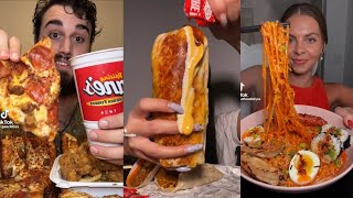 1 hour Tiktok Mukbang compilation part-93 | burrito, canes , pizza and more