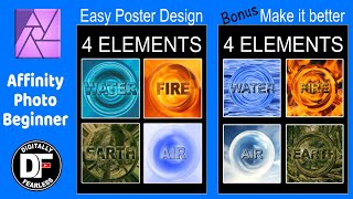 Easy 4 elements poster, A beginner Affinity Photo tutorial.