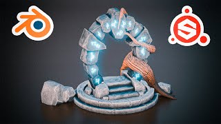 Stylized Magic Portal Ruins | Speed Modeling & Texturing