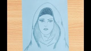 A girl with hijab pencil sketch / How to draw A hijab girl