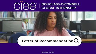 Letter of Recommendation - The Douglass-O'Connell Global Internship | CIEE Study Abroad