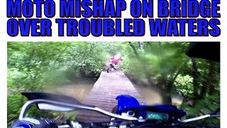 Moto mishap on bridge over troubled waters!