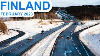 Winter Driving Towards Helsinki, Finland - E18 Highway - February 2023