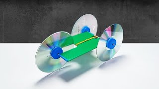 DIY Coroplast Car | Rubber Band Powered CD Car | รถฟิวเจอร์บอร์ด ล้อ CD  วิ่งด้วยหนังยาง