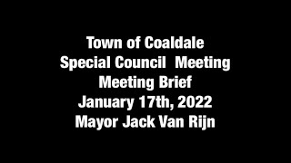 January 17th, 2022, Special Council Meeting