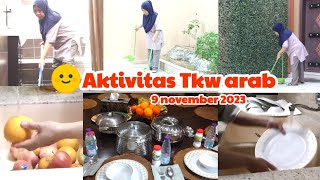 Gercep‼️nyuci kamar mandi ,nyapu halaman ,nyiapin makan siang ,cuci piring | Aktivitas tkw arab