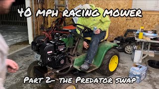 John deere racing mower- predator 420 swap