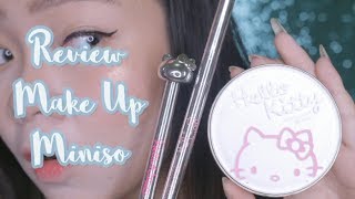 MAKE UP MINISO HELLO KITTY - FIRST IMPRESSION & ALL DAY TEST || TiaraNab