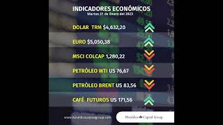 Indicadores económicos para el día martes 31 de enero de 2023, en Colombia.