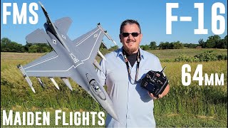 FMS - F-16 - 64mm - Maiden Flights X4 - Wheels Up, Wheels Down & Belly Landings!