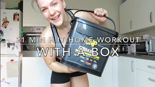 21 MIN HOME HIIT WORKOUT | USING A TUB OF PROTEIN/BOX/STOOL | KATE ERRINGTON