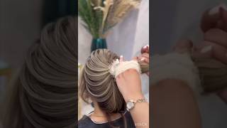 آموزش شنیون سالنی فوری شیک #عروس #شنیون #hairtutorial #hairdresser #hairstyle