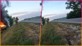 Body camera footage shows the moment Ukrainian soldiers ambush a Russian military truck full of