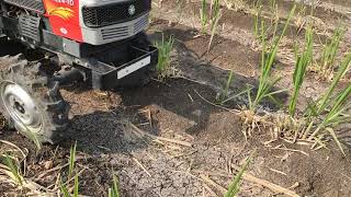 Vst 22 hp tractor with reverse forward rotavator in sugarcane khodwa