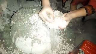 crispy white concrete full tub floor crumbling+ paste pouring + mixing satisfying ASMR