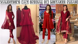 Simple Valentine's Day Dress/ Frock/Kurta For Girls// Red Dress For Valentine's Day Special Dresses