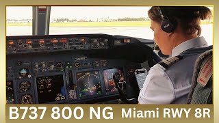 FEMALE pilot performs Miami 8R Departure B737NG | COCKPIT VIEW