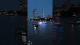 bangkok river boat party / traffic jam in the evening