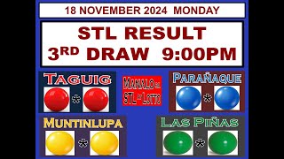 STL 3RD Draw 9PM  STL Taguig STL Paranaque STL Muntinlupa STL Las Pinas 18 November 2024  MONDAY