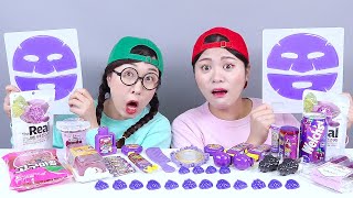 Món tráng miệng thạch thực phẩm màu tím Mukbang DONA