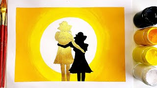 MOTHERS DAY SPECIAL EASY PAINTING |#Mothersdaypainting #Motheranddaughter #Mothersdaysilhouette