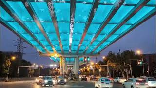 The viaduct presents a beautiful light show at night