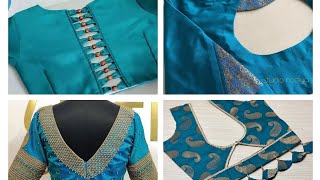 Sky blue💙 colour back neck blouse designs /blouse designs