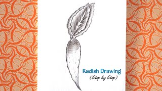 Radish Drawing ll How to Draw Radish Step by Step ll vegetable Drawing ll Smriti Chitran