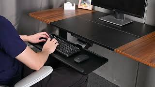 Adjustable Computer Keyboard & Mouse Platform Tray Deluxe Under Table Desk Mount - PrimeCables®