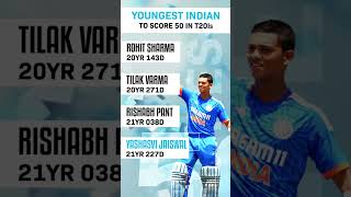 youngest Indian to score 50 in t20id || #cricket #viral #rohitsharma #jaiswal #rishabhpant #tilak