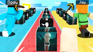 SLENDER MAN LUCKY BLOCK RACE WITH OGGY IN MINECRAFT!