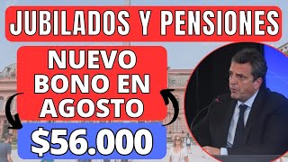 BONO DE $56.000 PARA JUBILADOS Y PENSIONADOS EN AGOSTO 2023