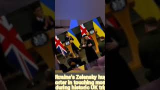 Ukraine's Zelensky hugs reporter in UK #trending #trendingshorts #ukrainewar #shorts #ukraine #hug