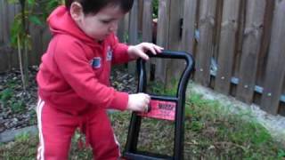 Jackson Long Mowing the Lawn - or trying!