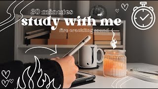 study with me 🪵🔥 | 30 minutes | fire crackling sound | real time | no talking |30 minutes timer