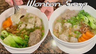 Cách Nấu Hoành Thánh Theo Kiểu Người Hoa, Nước Soup Chuẫn Vị Thơm Ngon - Home Made Wonton Soup.