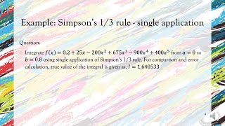 Lecture 5.1.1.3: Single application of Simpson's 1/3 rule for numerical integration - An Example