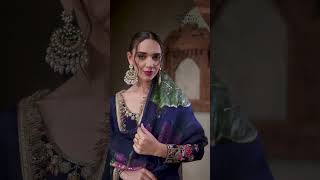 Navy Blue Garara Suit in Paint and Hand Embroidery