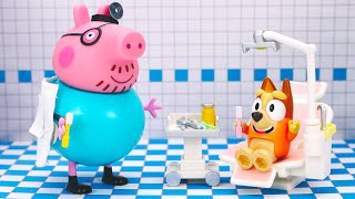 Going to the Dentist for Teeth Checkup with Bluey Family & Daddy Pig | Learn Healthy Habits for Kids