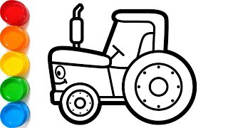 Tractor Drawing, Painting, Coloring for Kids & Toddlers | Basic How to Draw, Paint Tips