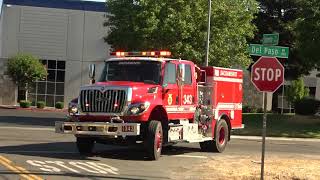 Fire Trucks Responding to a Grass Fire in Sacramento CA