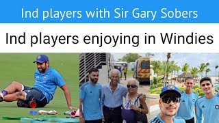 Virat Kohli and Indian players with Sir Gary Sobers|| Indian players in Windies.