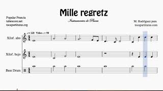 Mille Regretz Partitura de Xilófono, Xilófono Bajo y Percusión Popular Placas