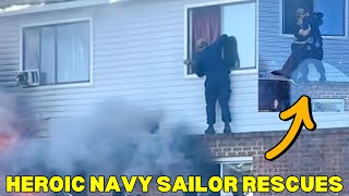 Heroic Navy Sailor Rescues Residents from Burning Building!