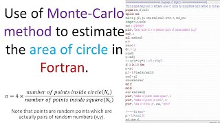 area of circle using monte carlo method in fortran | #fortran | #montecarlomethod