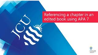 Referencing A Chapter From An Edited Book Using APA 7