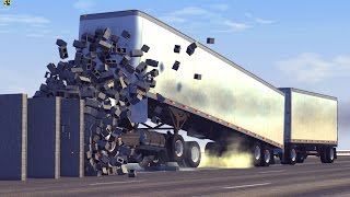 15 Cinderblock Walls VS Trucks, Cars #2 - BeamNG Drive